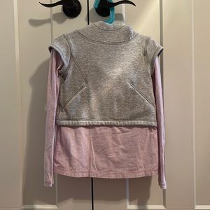 Long sleeve with crop hoodie overlay.  The cutest and most comfy.